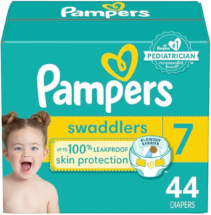 Pampers Swaddlers Diapers - Size 7, 44 Count, Ultra Soft Disposable Baby Diapers