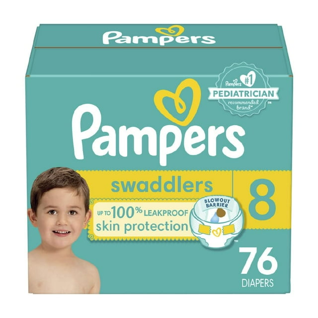 Pampers Swaddlers Diapers - Size 8, One Month Supply (76 Count), Ultra ...