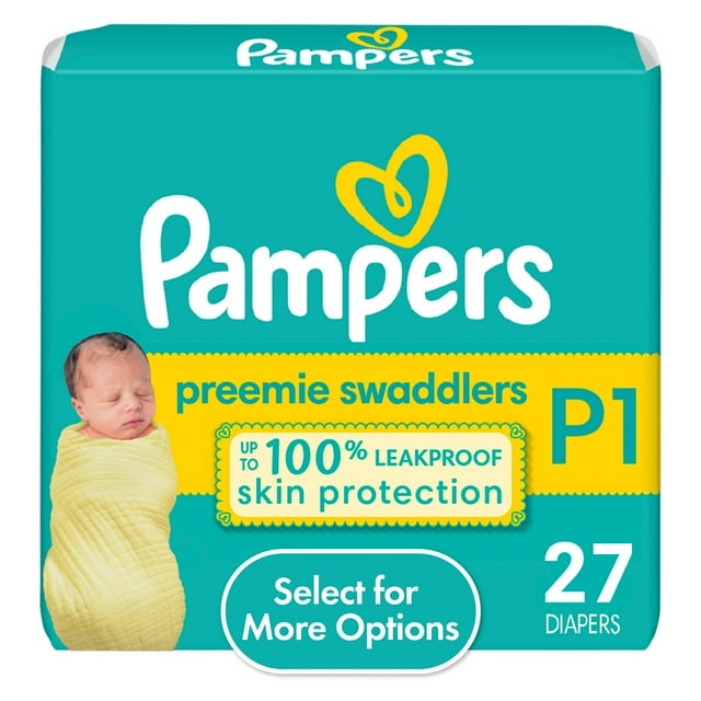 Pampers Swaddlers Hypoallergenic Diapers, Preemie Size with Wetness Indicator, 27 Count