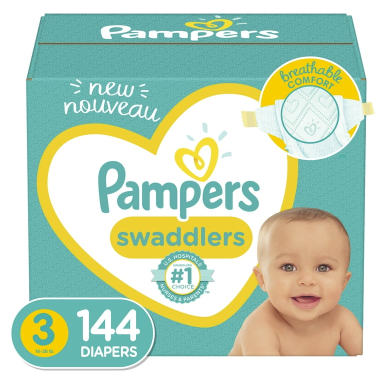 Pampers Swaddlers Diapers, Soft and Absorbent, Size 3, 144 ct