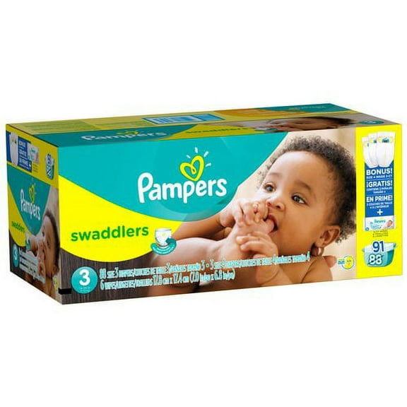 Pampers Swaddlers Diapers, Super Pack, Size 3, 88 Count