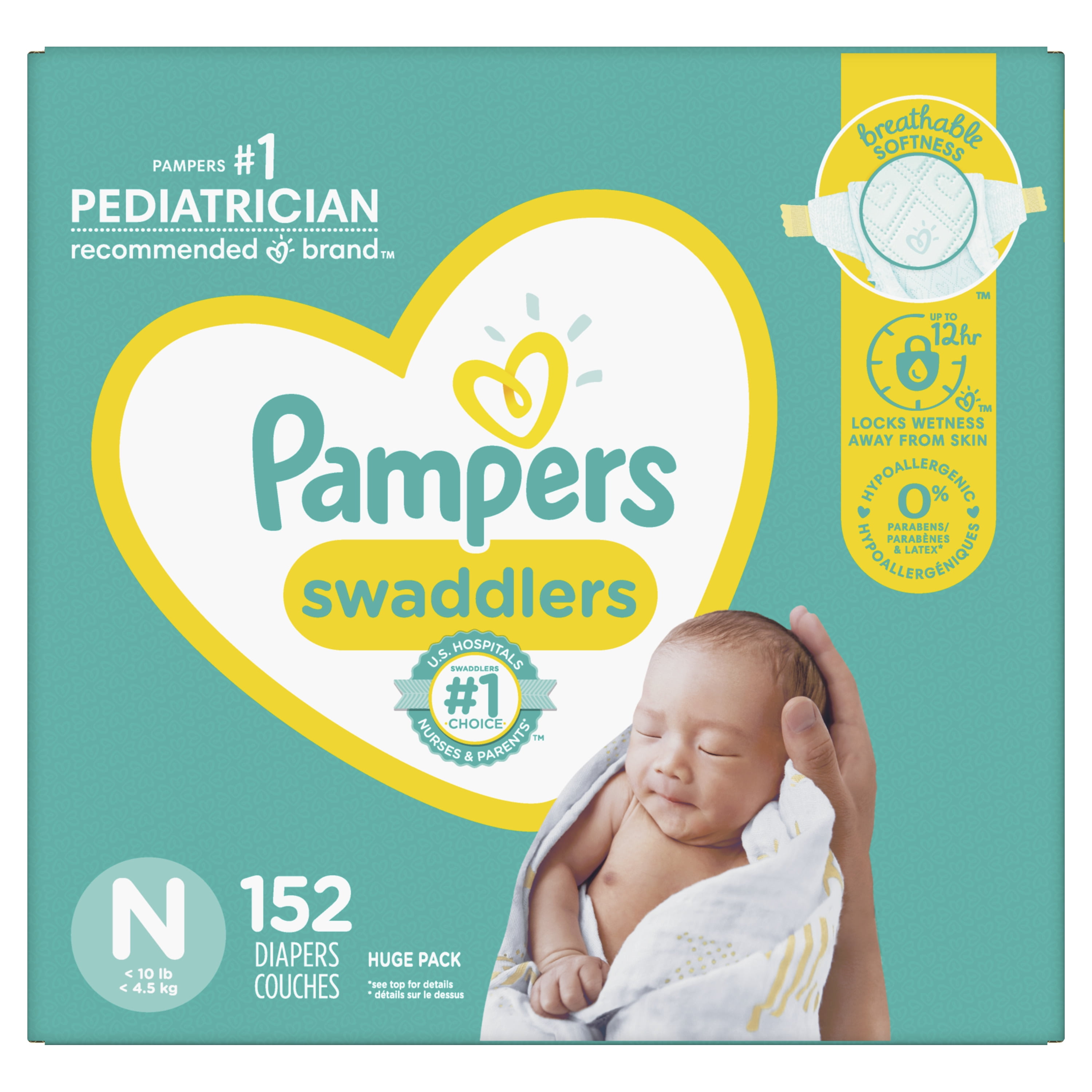 Pampers Swaddlers Newborn Diapers Size N 152 Count