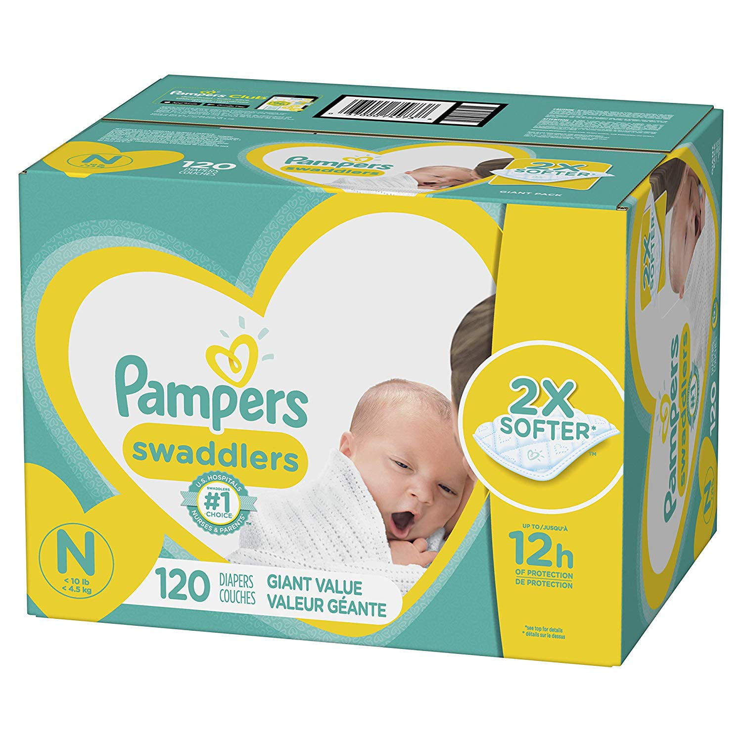 Pampers Swaddlers Newborn Diapers Size N 120 Count Packaging May Vary