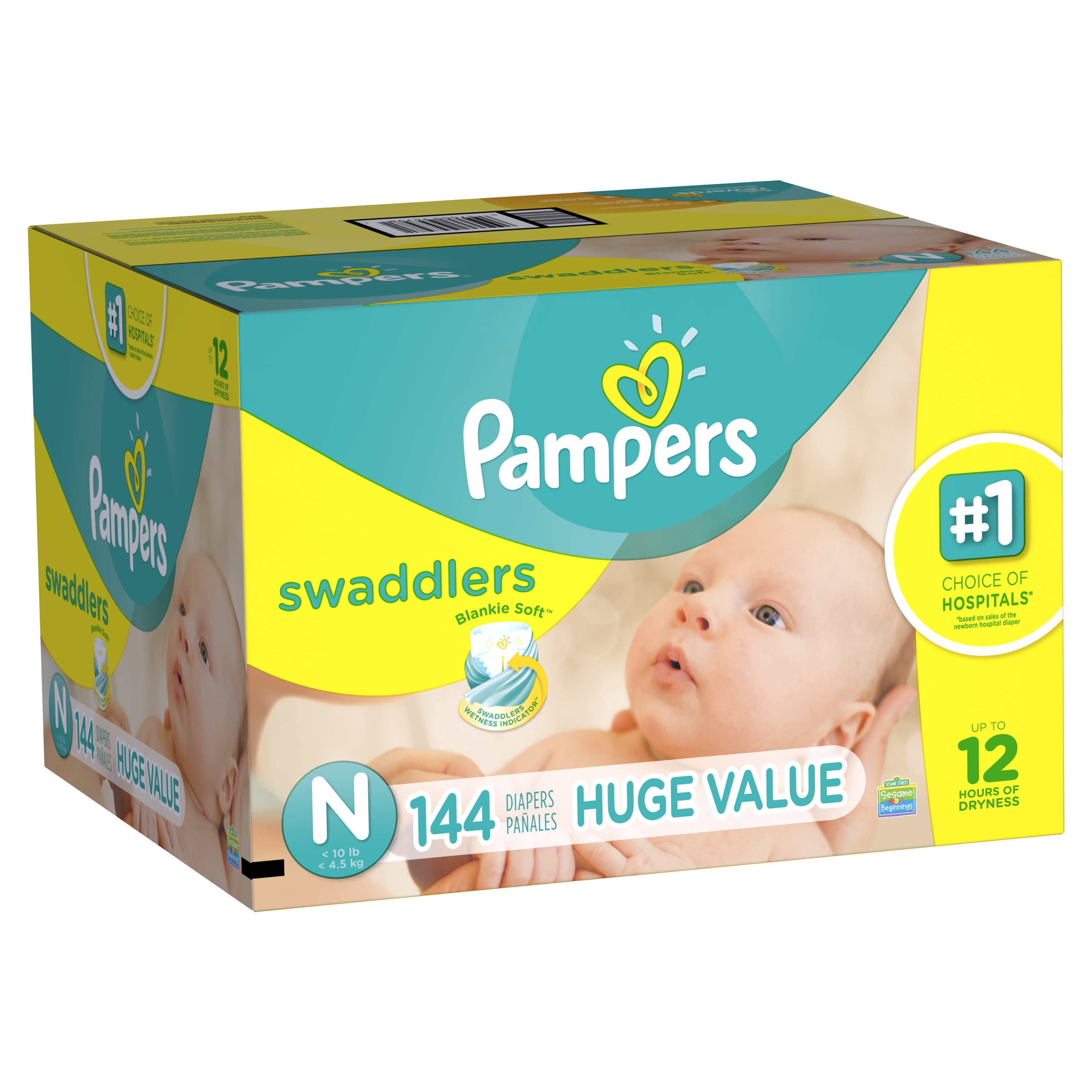 Pampers Swaddlers Newborn Diapers Size N 144 count