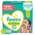 thumbnail image 1 of Pampers Swaddlers Newborn Diapers, Soft and Absorbent, Size 1, 168 Ct, 1 of 16