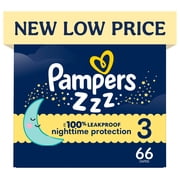 Pampers Swaddlers Overnight Zzz Baby Diapers Size 3, 66 Count (Select for More Options)
