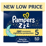 Pampers Swaddlers Overnight Zzz Baby Diapers Size 5, 50 Count (Select for More Options)