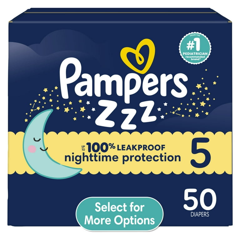 Pampers Swaddlers Overnight Baby Diapers Size 5, 50 Count