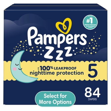 Pampers Swaddlers Overnight Zzz Baby Diapers Size 5, 84 Count (Select for More Options)