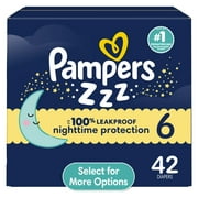 Pampers Swaddlers Overnight Zzz Baby Diapers Size 6, 42 Count (Select for More Options)