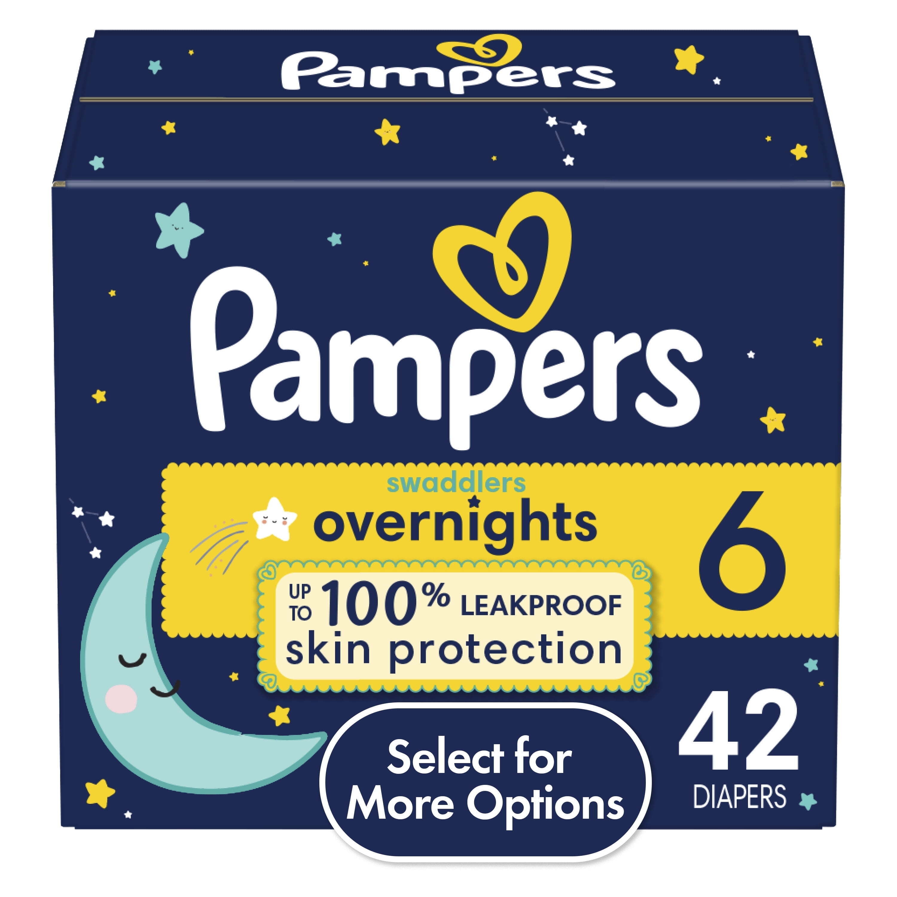Pampers Swaddlers Overnight Baby Diapers Size 6, 42 Count (Select for More  Options)