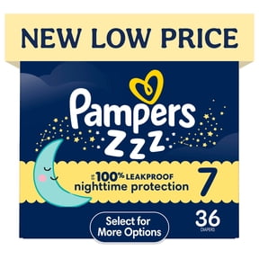 Pampers Swaddlers Overnight Zzz Baby Diapers Size 7, 36 Count (Select for More Options)