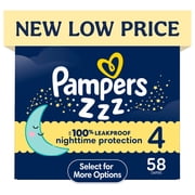 Pampers Swaddlers Overnight Zzz Baby Diapers Size 4, 58 Count (Select for More Options)