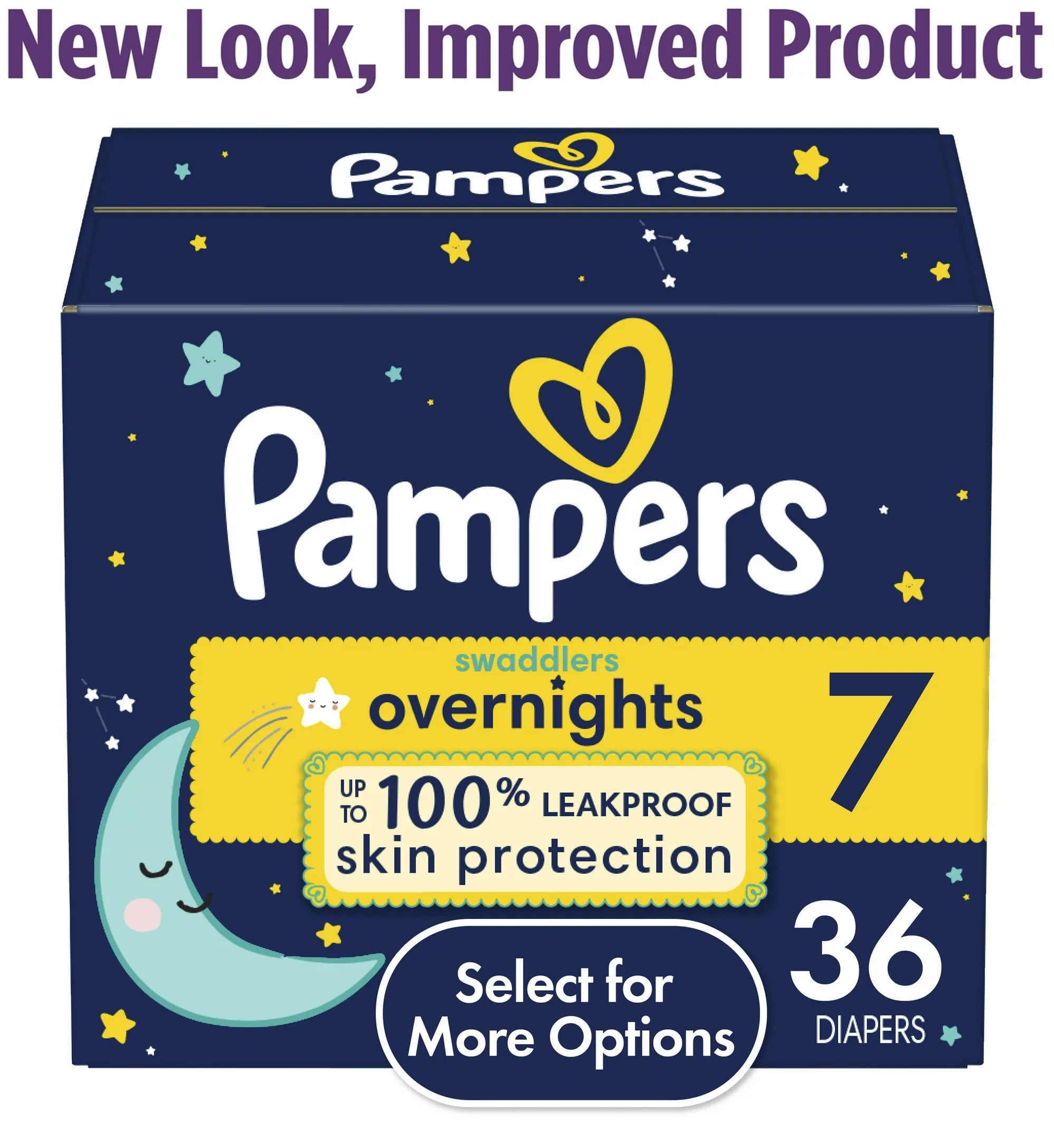 Pampers Swaddlers Overnight Diapers Size 7, 36 Count , Pack Of One
