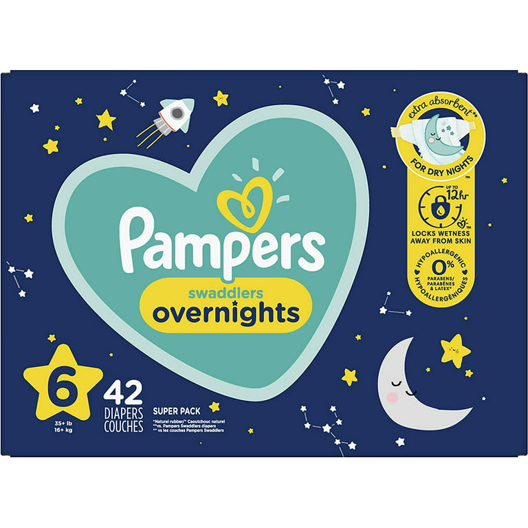 The Honest Company Overnight Diapers, Sleepy Sheep, Size 6, 42 Count Club Box