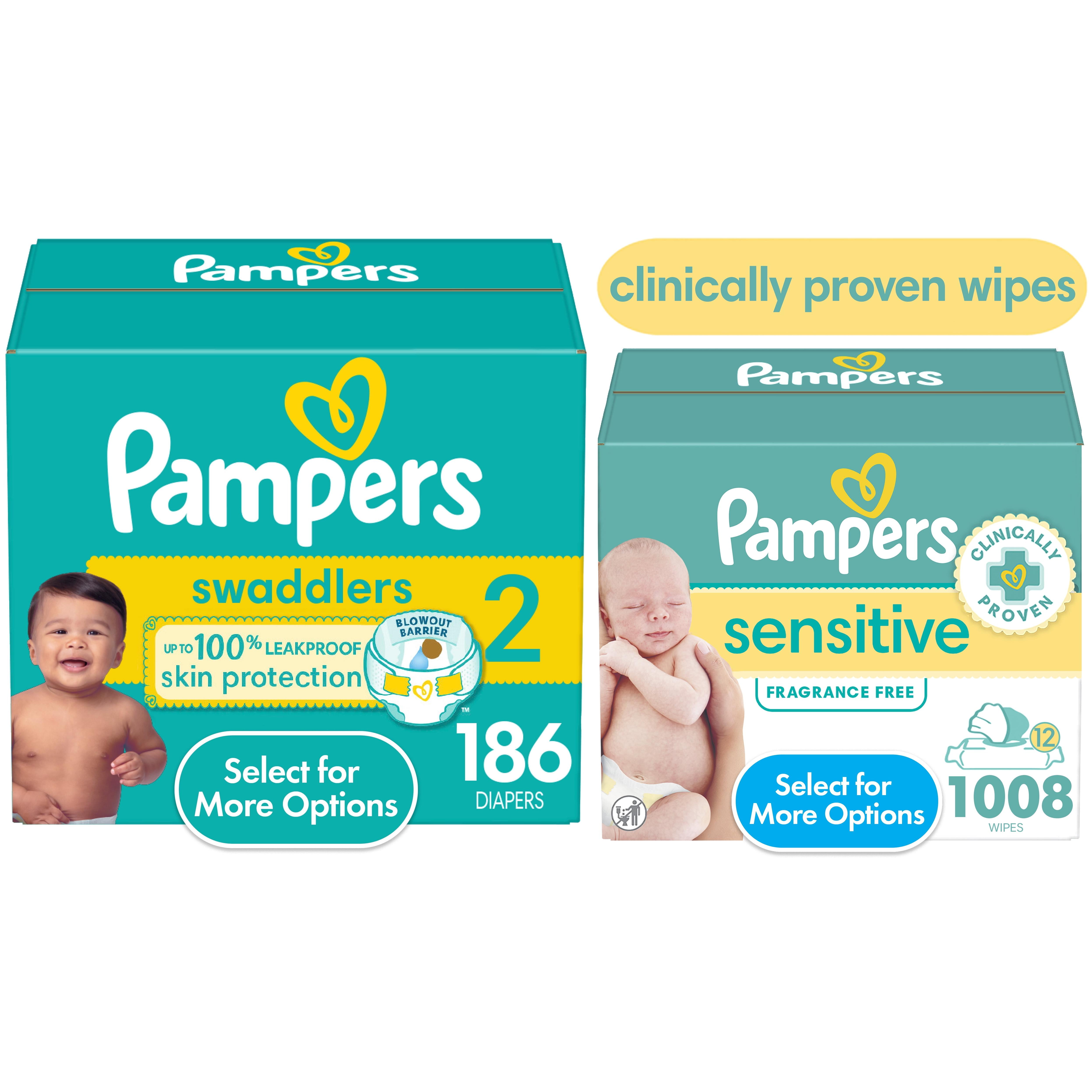 Pampers Swaddlers/Sensitive Wipes Bundles Size 2