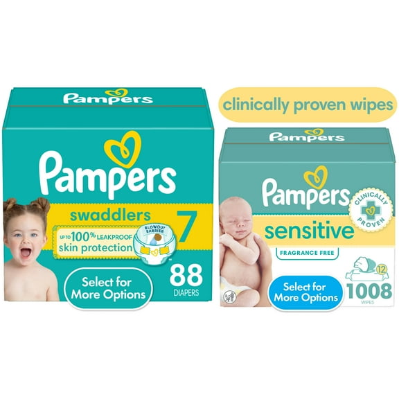 Pampers Swaddlers/Sensitive Wipes Bundles Size 7