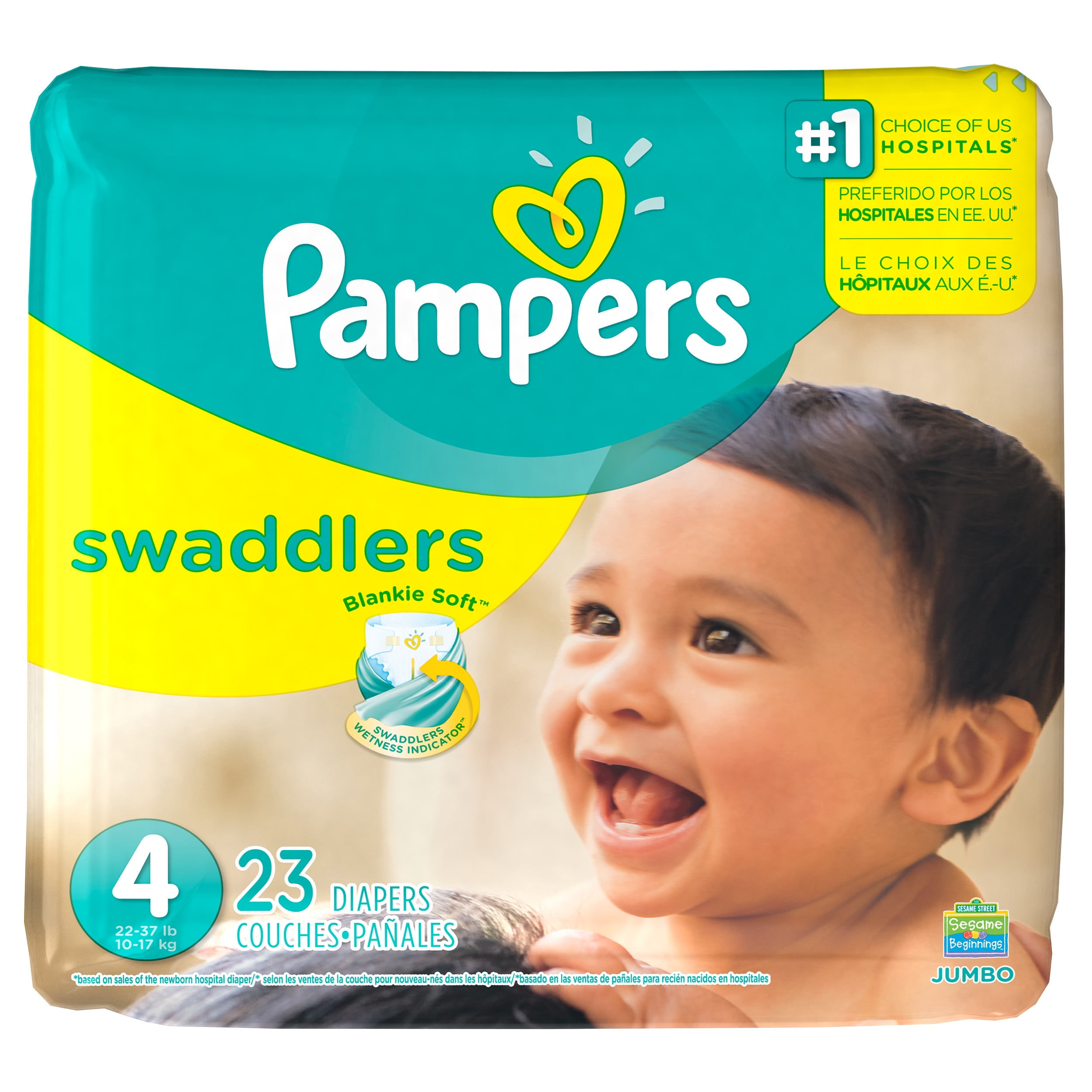Pampers Swaddlers Diapers, Soft and Absorbent, Size 4, 23 ct