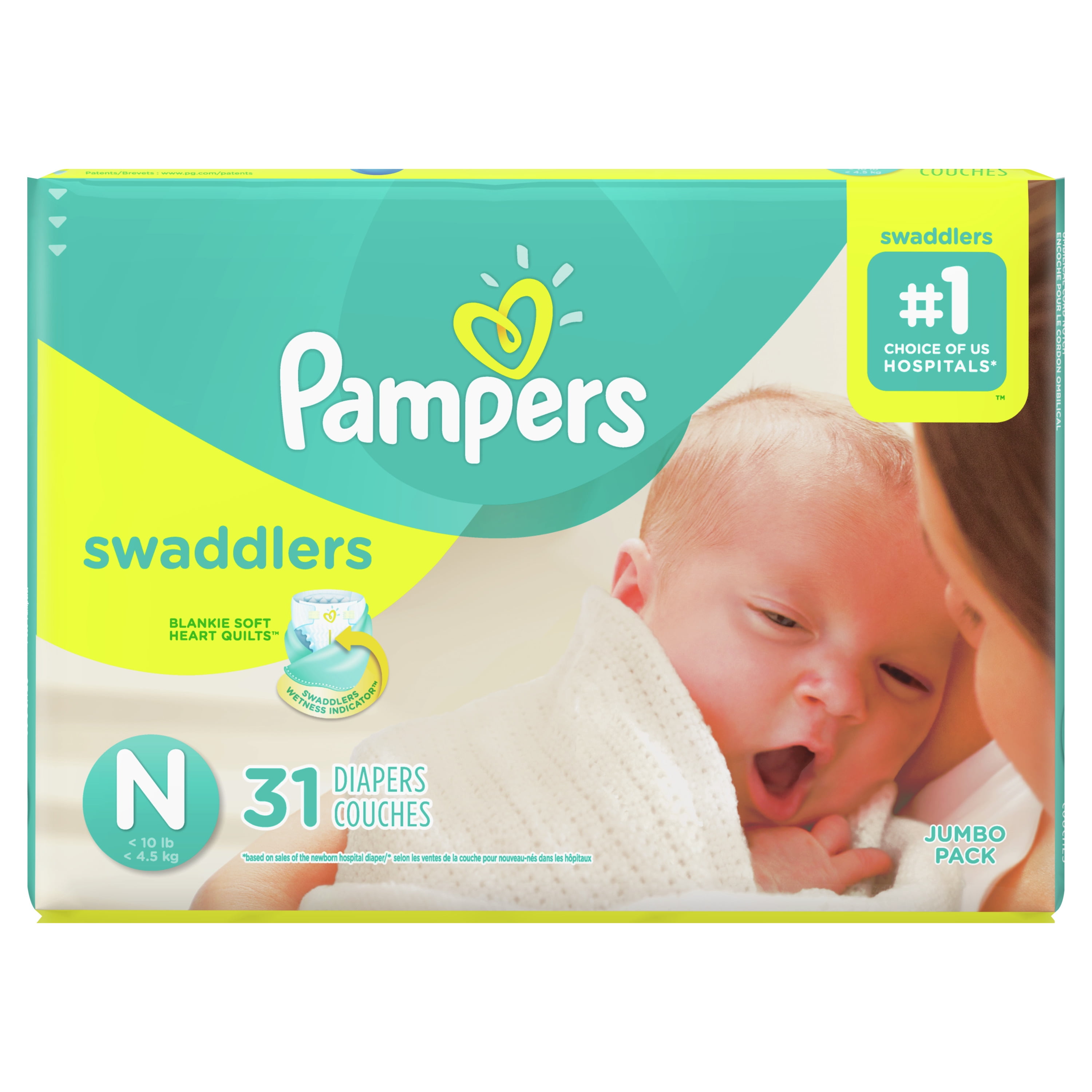 Pampers Swaddlers Soft and Absorbent Diapers, Size N, 31 Ct
