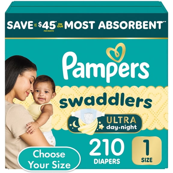 Pampers Swaddlers Ultra Diapers, Size 1 (8-14 Pounds), 210 Count