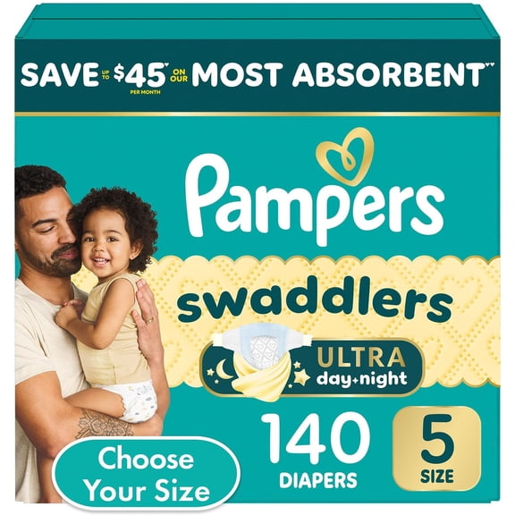 Pampers Swaddlers Diapers Size 5 (2037 lb), Ultra Day & Night Protection, 140 Count