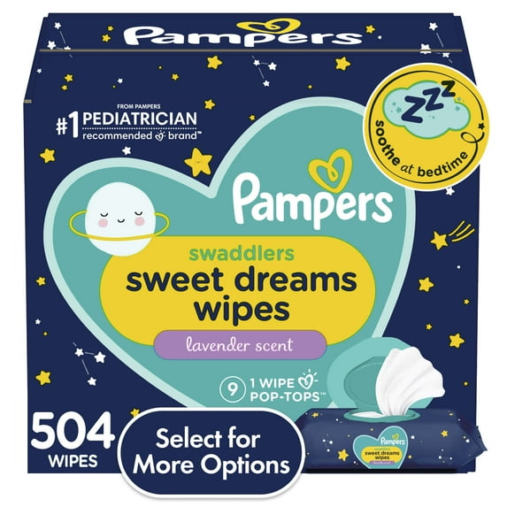 Pampers Sweet Dreams Nighttime Lavender Baby Wipes 9X Packs, 504 Wipes (Select for More Options)