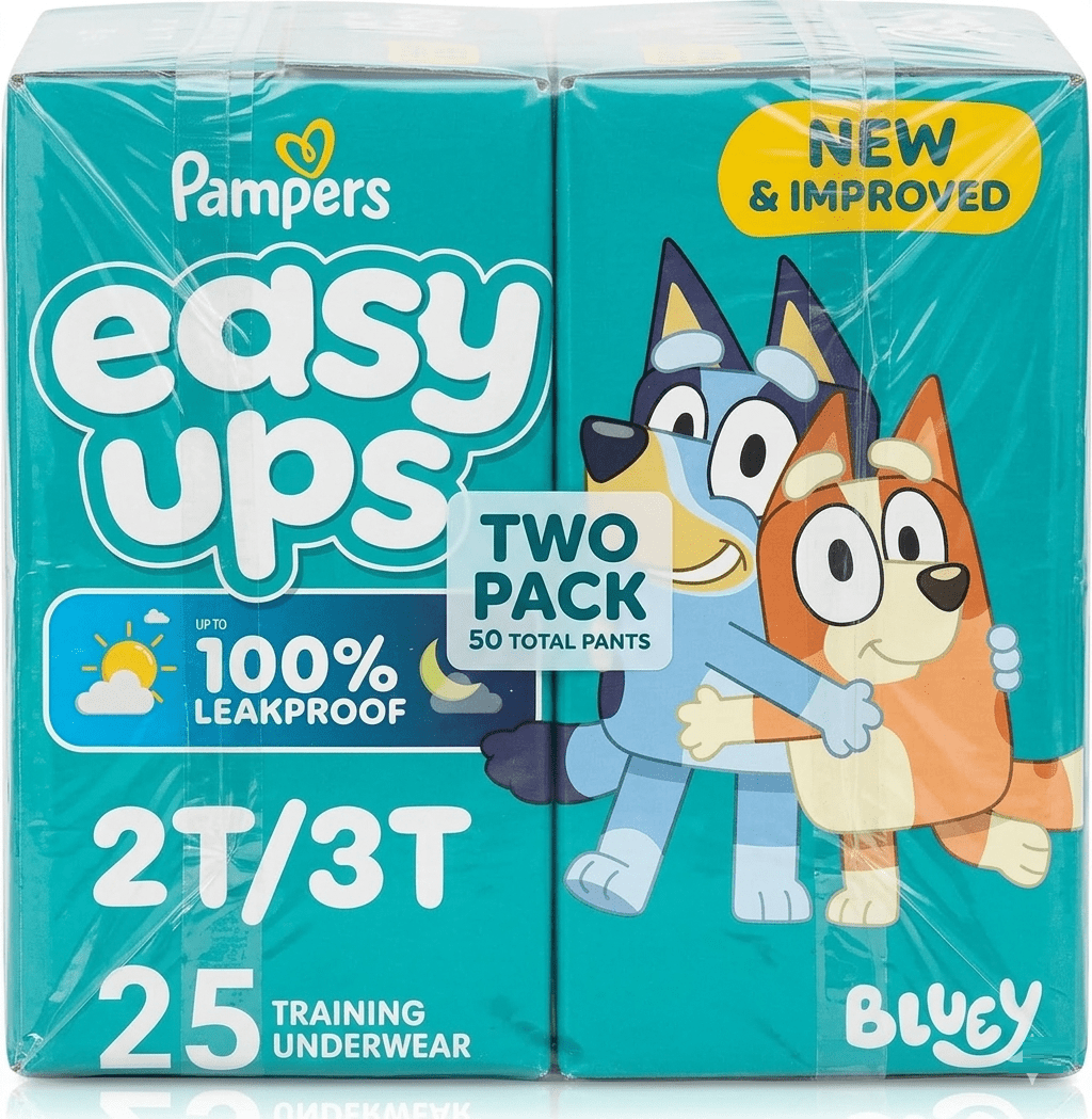 Pampers Training Pants - Easy Ups Boys & Girls Bluey - Size 2T-3T, 25 Count, Children's Potty Underwear (2 Pack)