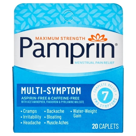 Pamprin Maximum Strength Multi-Symptom Menstrual Pain Relief Caplets, 20 Ct