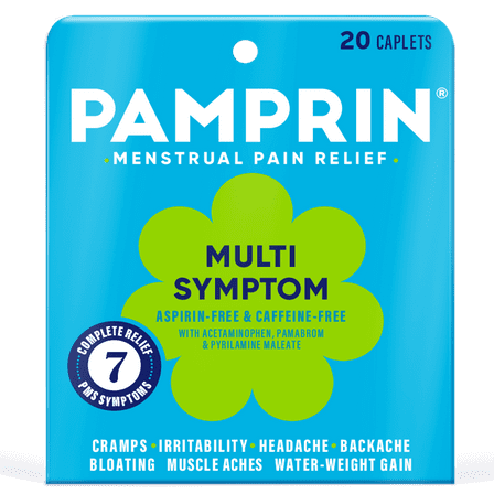Pamprin Maximum Strength Multi-Symptom Menstrual Pain Relief Caplets, 20 Ct