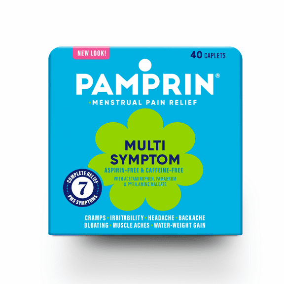 Pamprin Maximum Strength Multi-Symptom Menstrual Pain Relief Caplets, 40 Ct
