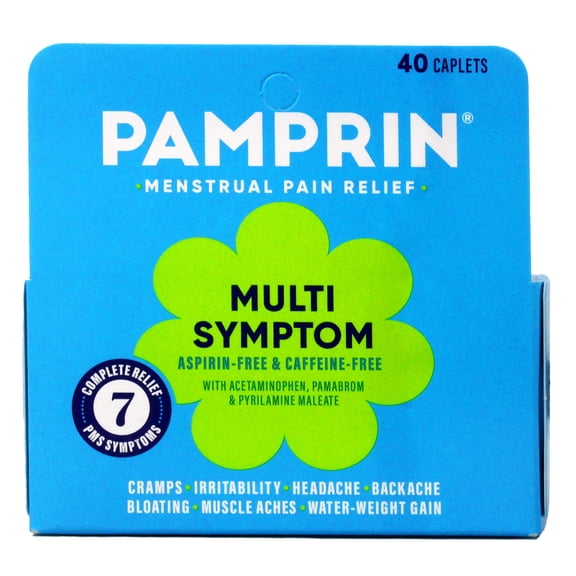 Pamprin Maximum Strength Multi-Symptom Menstrual Pain Relief Caplets, 40 count