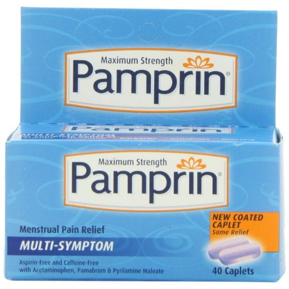 Pamprin Maximum Strength Multi-Symptom Menstrual Pain Relief Caplets, 40 count