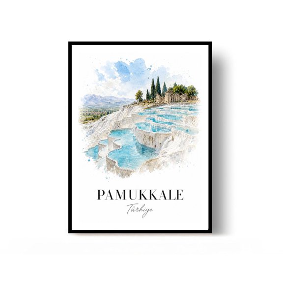 Pamukkale Turkey Travel Poster Print Wall Decor