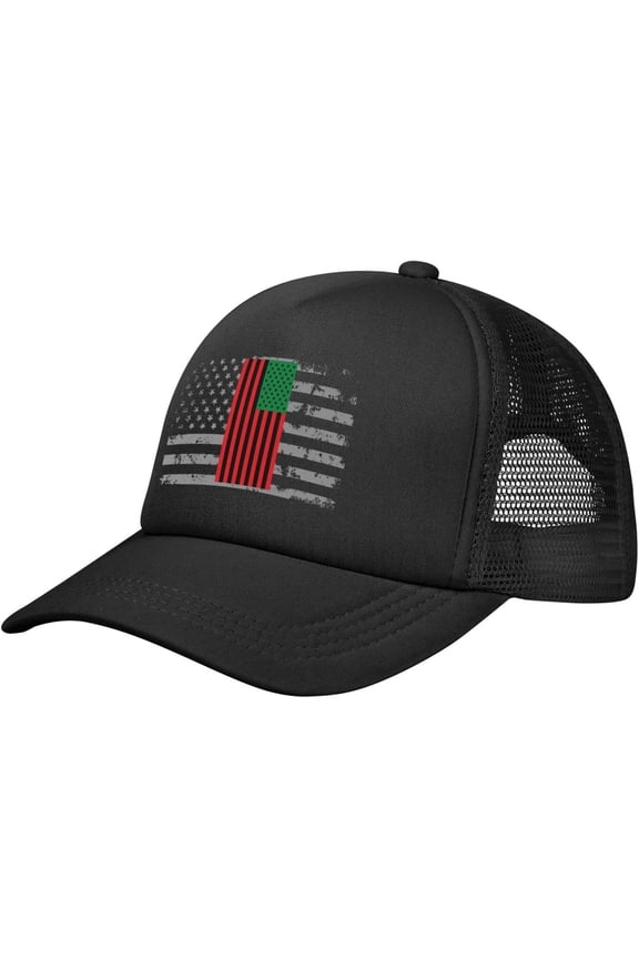 Pan-African American Flag Baseball Cap Adjustable Casual Mesh Hats Duck Tongue Hat for Men Women37 Black
