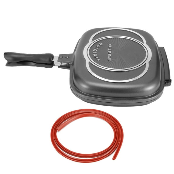 Pan, Alumnium Durable Frying Pan, Double-Sided Pressure Saving Time Black For Home Restaurant