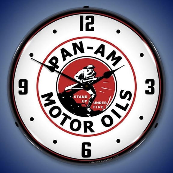 Pan Am Motor Oils Wall Clock, Lighted: Gas / Oil Theme