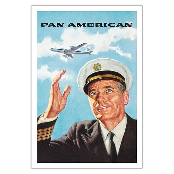 Pan American World Airways - Airline Captain - Vintage Airline Travel Poster c.1960s - Fine Art Matte Paper Print (Unframed) 30x44in