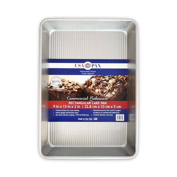 USA Pan Bakeware Seamless Nonstick 9 Inch x 13 Inch Cake Pan, Aluminized Steel