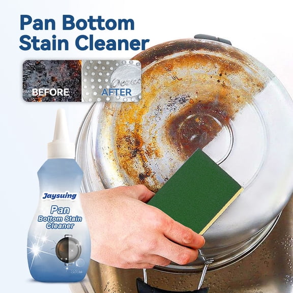 Pan Bottom Stain Cleaner Gel for Burnt Grease Scorch Marks on Stainless Steel Ceramic Glass Pots, Non-Corrosive Overnight Soak Formula That Dissolves Residue Without Scrubbing