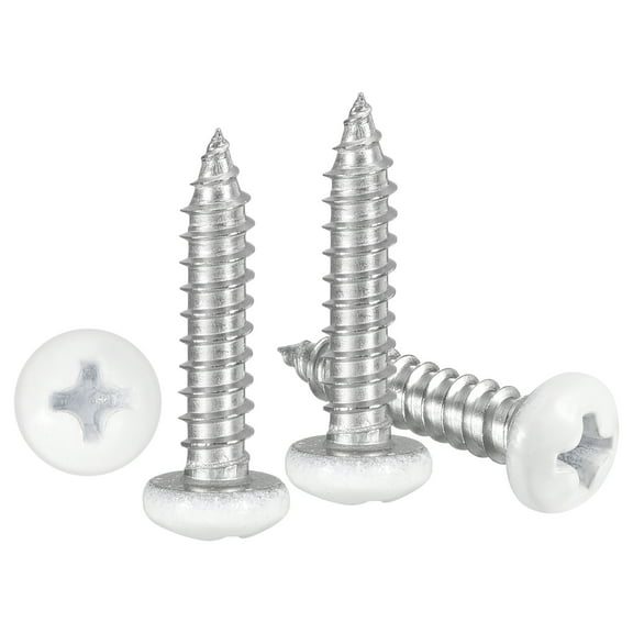 Pan Head Self Tapping Screws(#10x3") 100Pcs, 304 Stainless steel Self Drilling Screw for Metal Wood Plastic, for Cabinet Wall Shutter Plate Rock Furniture, Silver Tone White