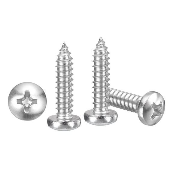 Pan Head Self Tapping Screws(#14x1") 20Pcs, 304 Stainless steel Self Drilling Screw for Metal Wood Plastic, for Cabinet Wall Shutter Plate Rock Furniture, Silver Tone