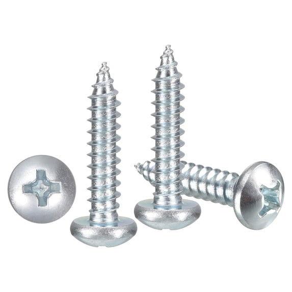 Pan Head Self Tapping Screws(#14x3") 100Pcs, Carbon Steel Self Drilling Screw for Metal Wood Plastic, for Cabinet Wall Shutter Plate Rock Furniture, Blue White