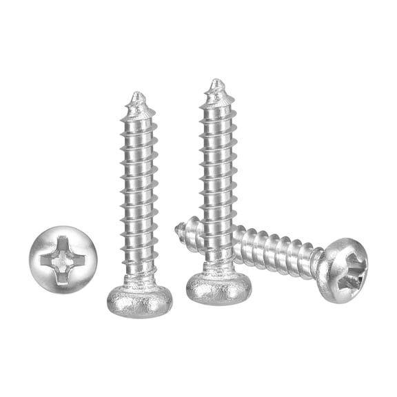 Pan Head Self Tapping Screws(#2x1/2") 100Pcs, 304 Stainless steel Self Drilling Screw for Metal Wood Plastic, for Cabinet Wall Shutter Plate Rock Furniture, Silver Tone