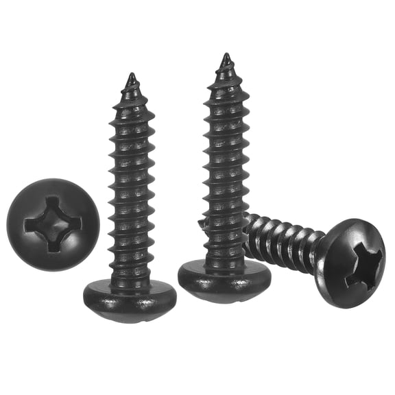 Pan Head Self Tapping Screws(#2x9/16") 100Pcs, 304 Stainless steel Self Drilling Screw for Metal Wood Plastic, for Cabinet Wall Shutter Plate Rock Furniture, Black