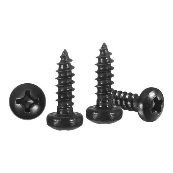 Pan Head Self Tapping Screws(#4x3/8") 50Pcs, 304 Stainless steel Self Drilling Screw for Metal Wood Plastic, for Cabinet Wall Shutter Plate Rock Furniture, Black