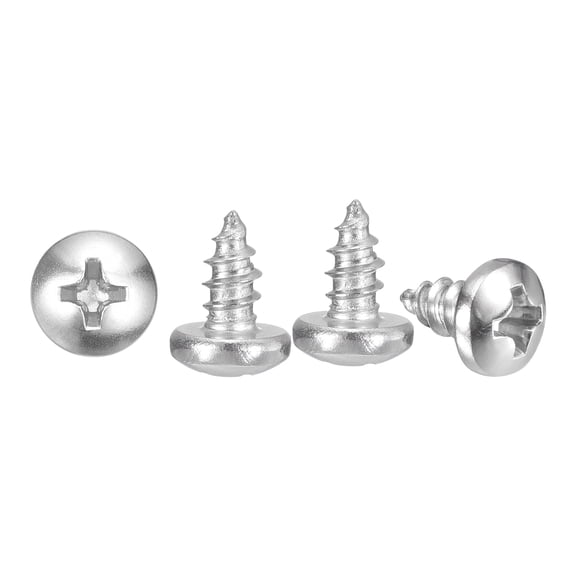 Pan Head Self Tapping Screws(#6x1/4") 100Pcs, 304 Stainless steel Self Drilling Screw for Metal Wood Plastic, for Cabinet Wall Shutter Plate Rock Furniture, Silver Tone