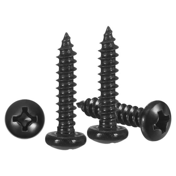 Pan Head Self Tapping Screws(#6x5/8") 100Pcs, 304 Stainless steel Self Drilling Screw for Metal Wood Plastic, for Cabinet Wall Shutter Plate Rock Furniture, Black