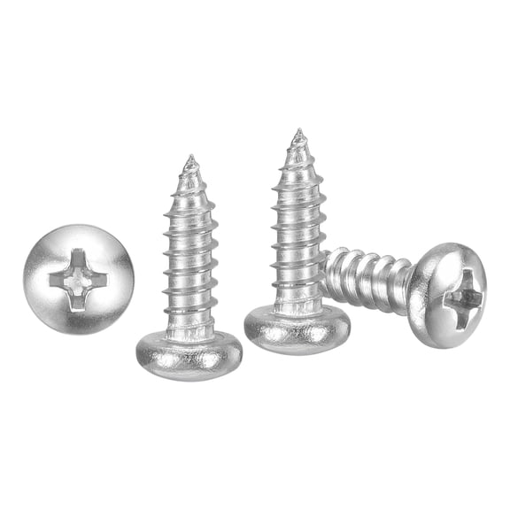 Pan Head Self Tapping Screws(#8x1/2") 25Pcs, 304 Stainless steel Self Drilling Screw for Metal Wood Plastic, for Cabinet Wall Shutter Plate Rock Furniture, Silver Tone