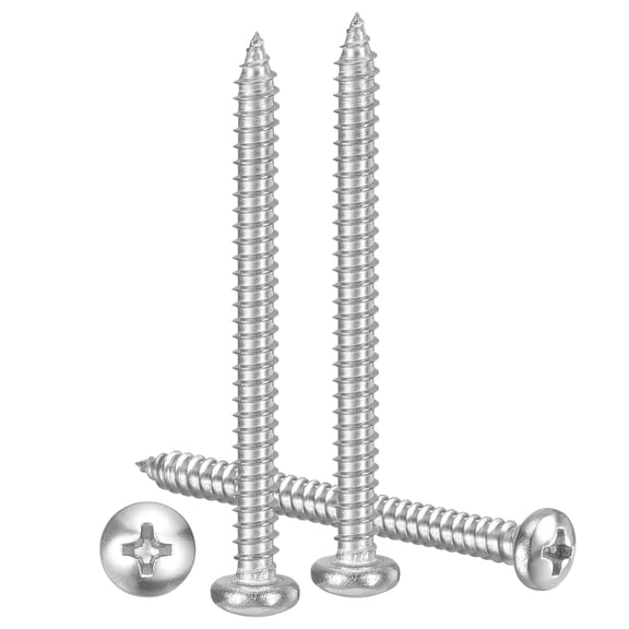 Pan Head Self Tapping Screws(#8x2") 25Pcs, 304 Stainless steel Self Drilling Screw for Metal Wood Plastic, for Cabinet Wall Shutter Plate Rock Furniture, Silver Tone