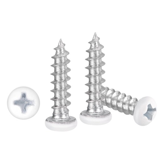 Pan Head Self Tapping Screws(M4x14) 50Pcs, Carbon Steel Self Drilling Screw for Metal Wood Plastic, for Cabinet Wall Shutter Plate Rock Furniture, Blue White White